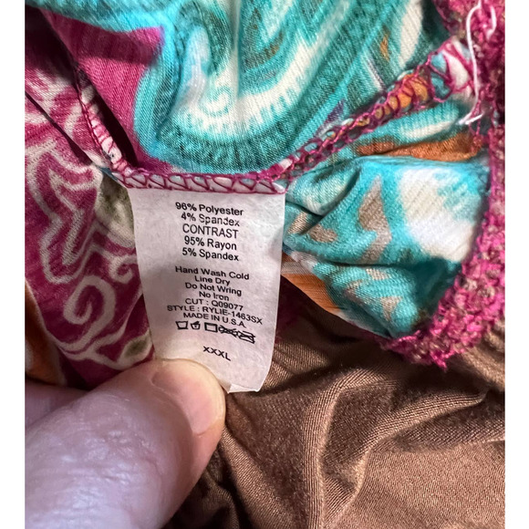 NWT Perfectly Priscilla Mixed Media Abstract Floral Print Tunic, XXXL - Picture 6 of 6